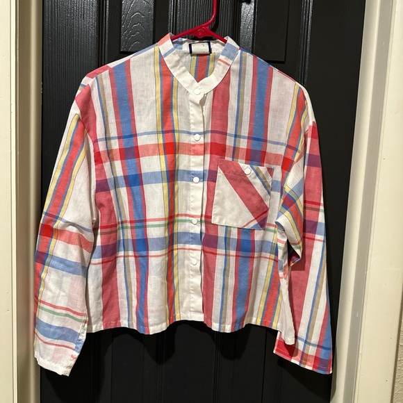 Vintage, Koret City Blues, semi-sheer, cropped blouse with snaps. Super cute!! - Picture 1 of 5
